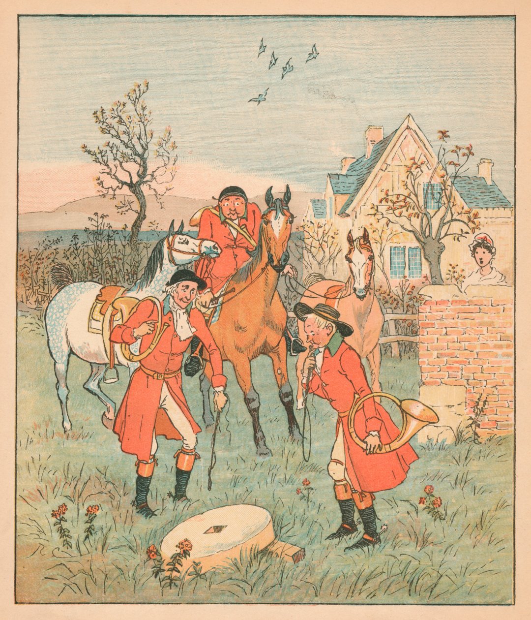 ...das nächste, was sie fanden, war ein grunzender, mahlender Schleifstein..., 1880 von Randolph Caldecott