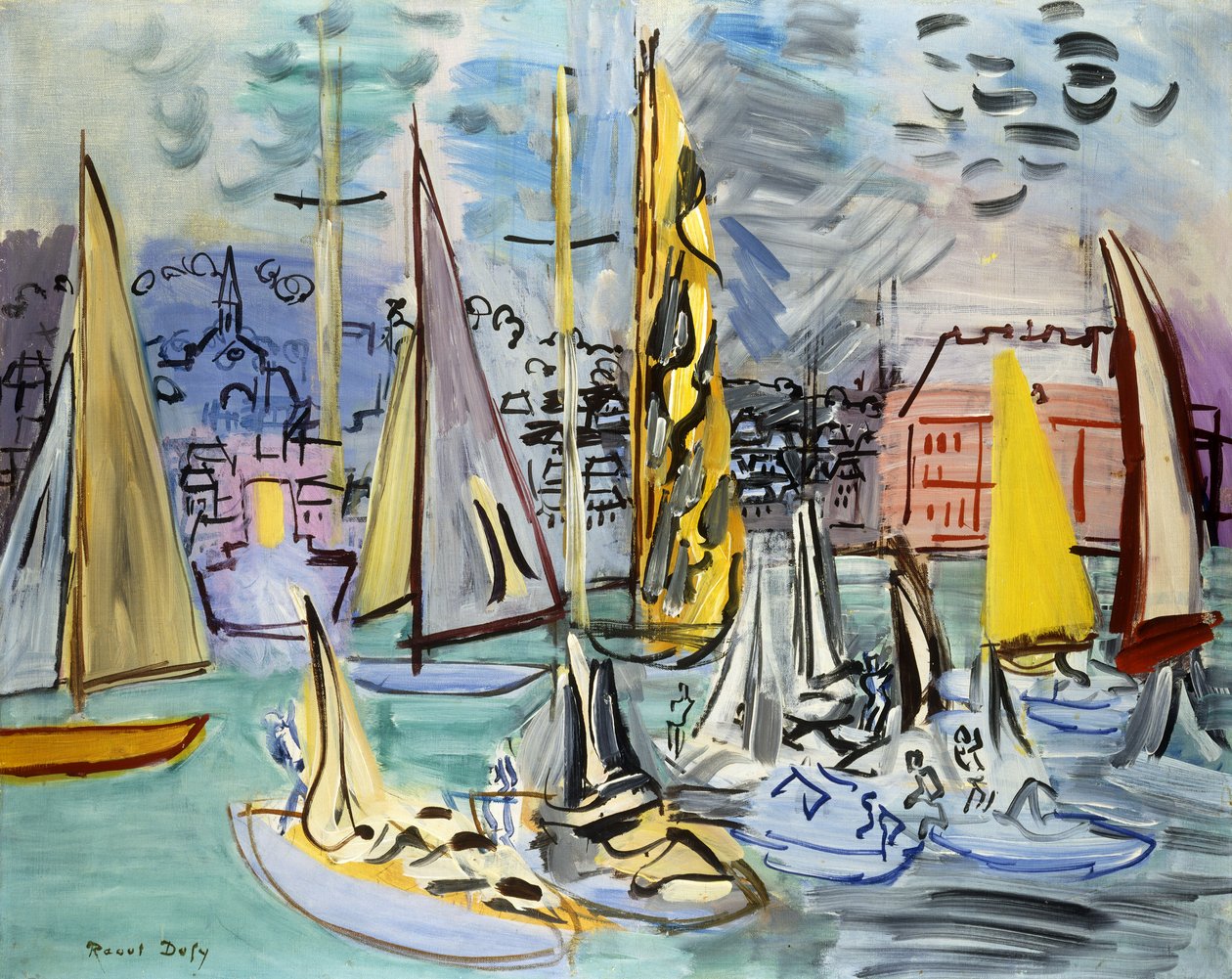 Segelboote im Hafen von Deauville von Raoul Dufy