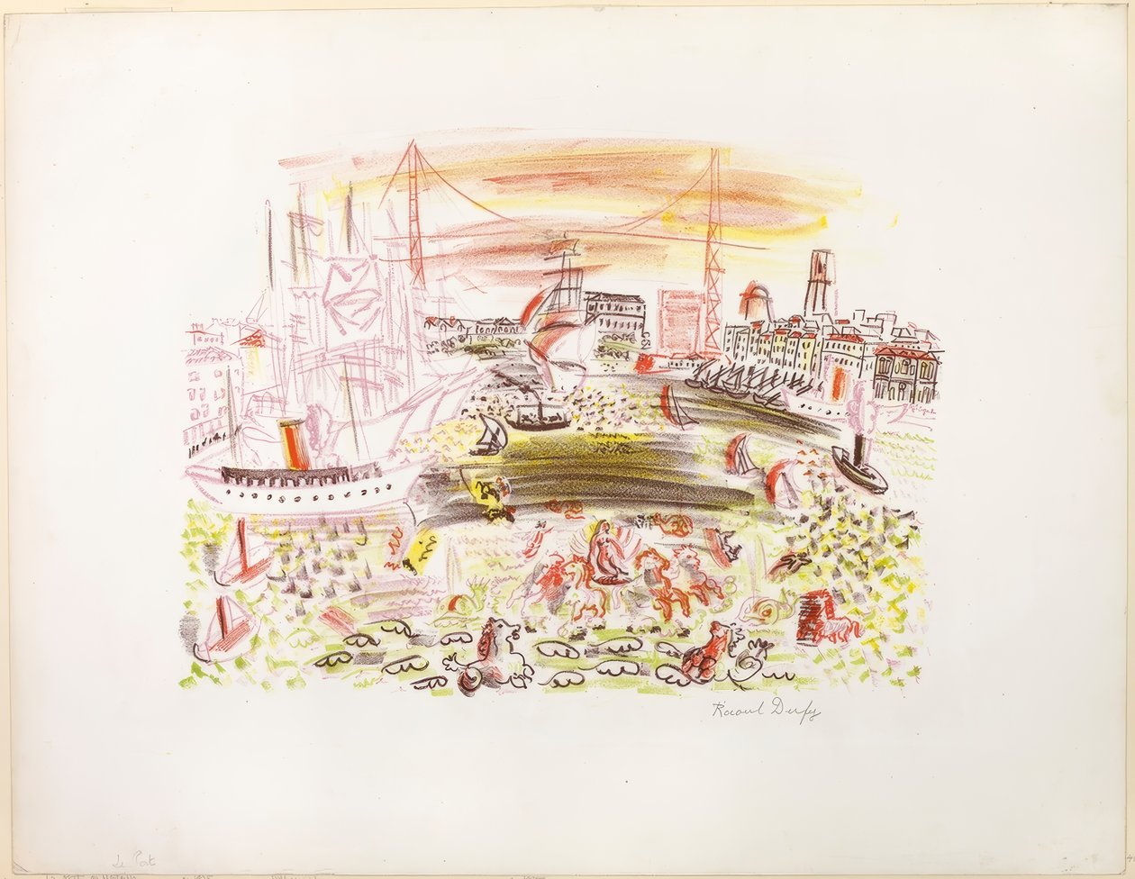 Blick auf Marseille (Der Hafen) von Raoul Dufy