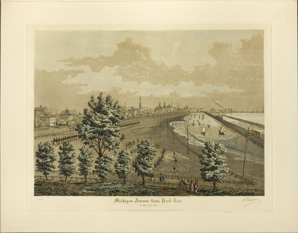 Michigan Avenue von Park Row im Jahr 1865 von Raoul Varin