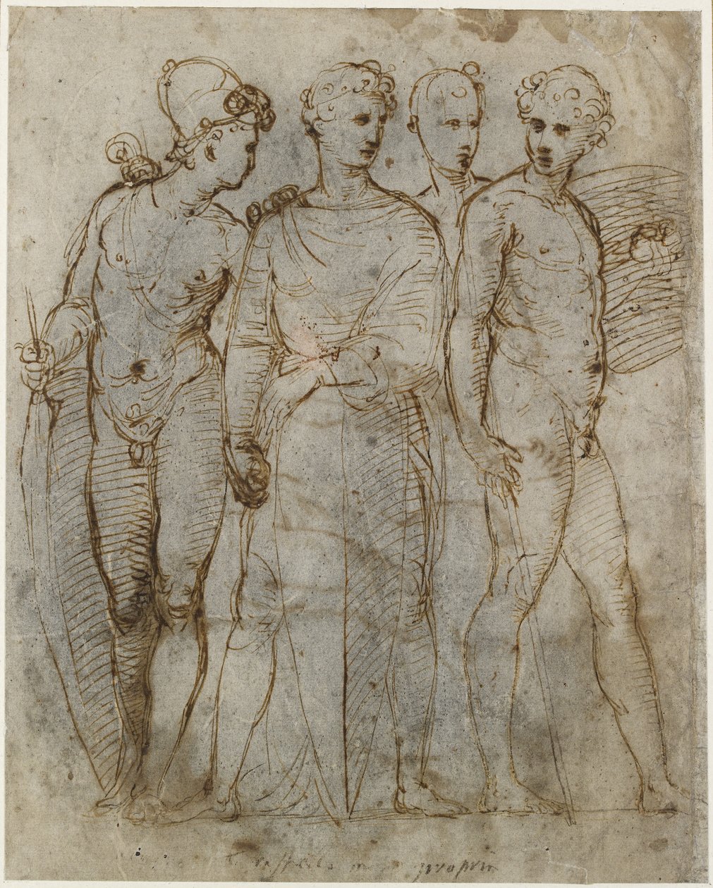Vorderseite: Vier stehende Soldaten, WA1846.164 von Raffaello Sanzio Raphael