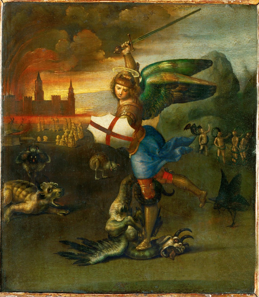 Heiliger Michael. Gemalt für Guidobaldo Montefeltre, Herzog von Urbino von Raphael (1483 1520)