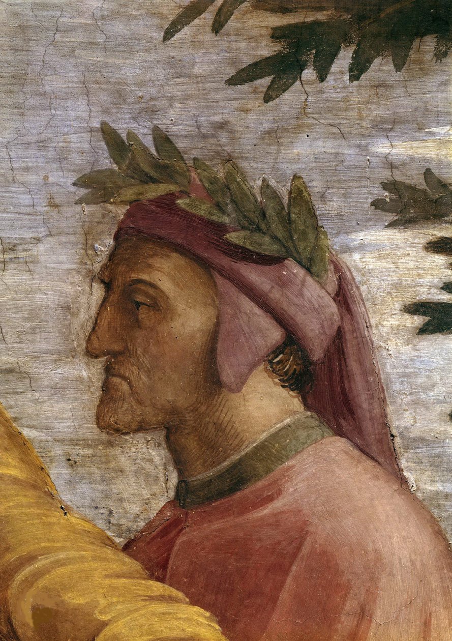 Disputa. Detail: Dante Alighieri Fresko in der Stanza della Segnatura, ca. 1510-1511 von Raphael