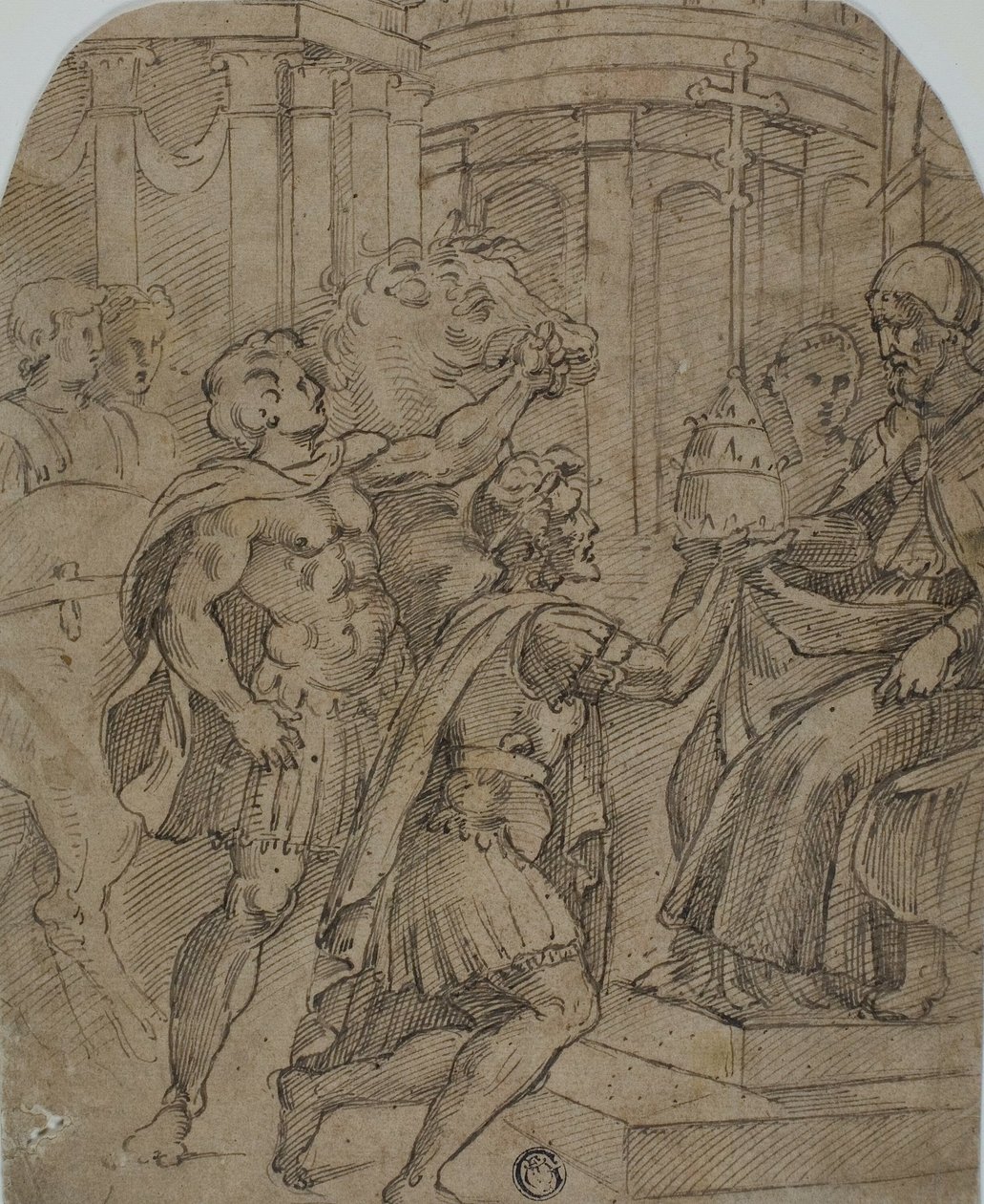 Studie für den Kaiser Konstantin, der dem Papst Silvester die Tiara anbietet von Raphael