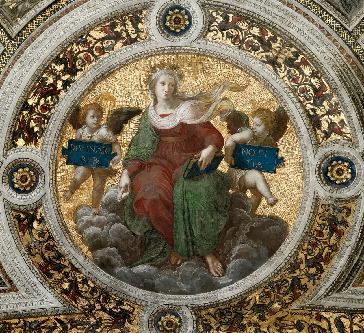 Theologie. Deckenfresko in der Stanza della Segnatura, ca. 1510-1511 von Raphael