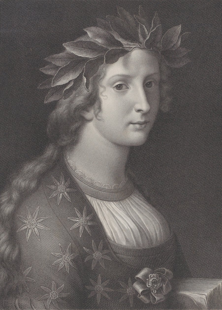 Poesie, eine Frau mit einem Lorbeerkranz, 1827 von Raphael Morghen