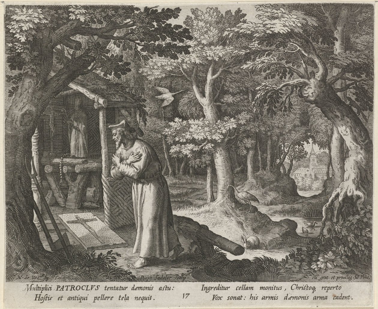 Heiliger Patroclus von Néris als Einsiedler von Raphaël Sadeler (I)
