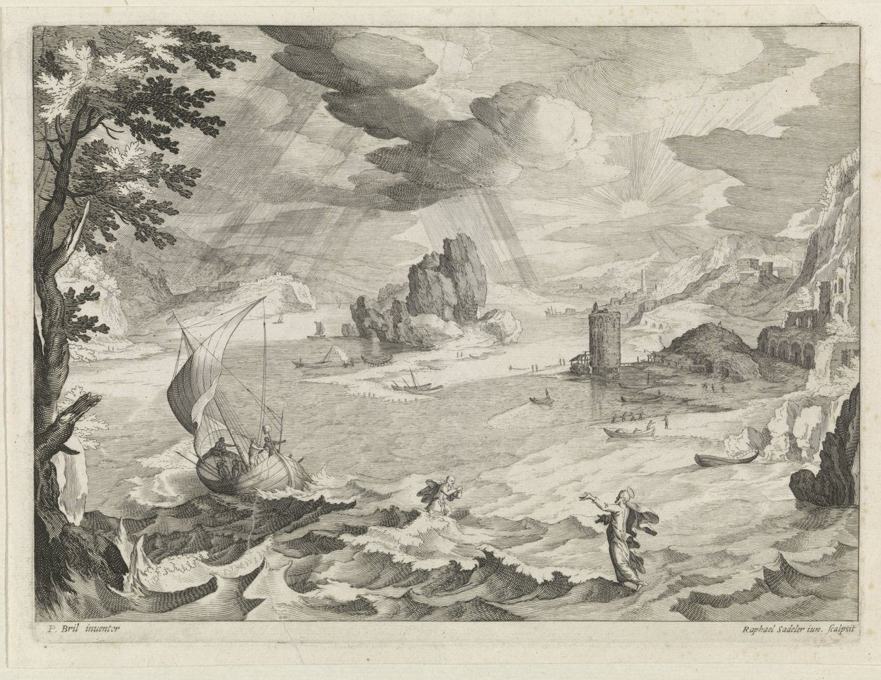 Seestück mit Christus und seinen Jüngern im Sturm auf dem See Genezareth von Raphaël Sadeler (II)