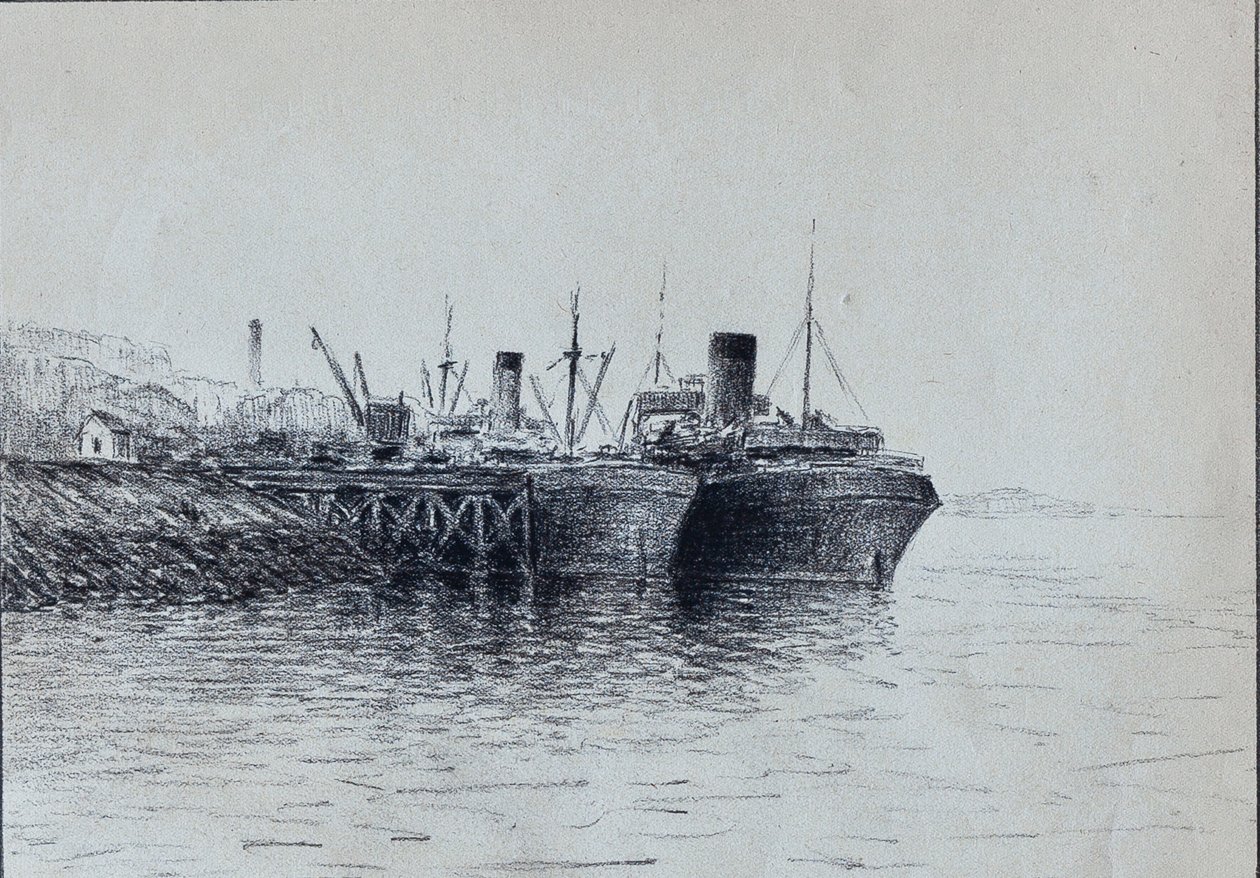 Zwei Boote am Kai von Raymond Bonnefon