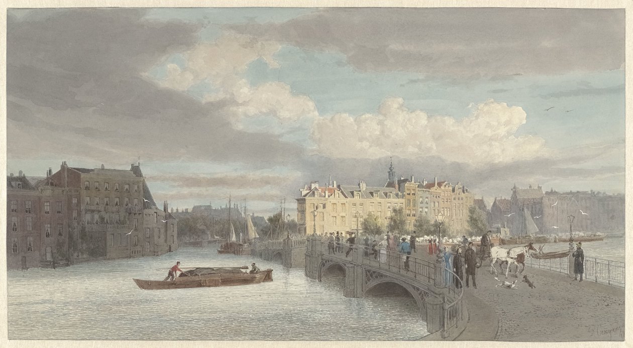Ansicht der Halvemaansbrug an der Amstel in Amsterdam von Reinier Craeyvanger