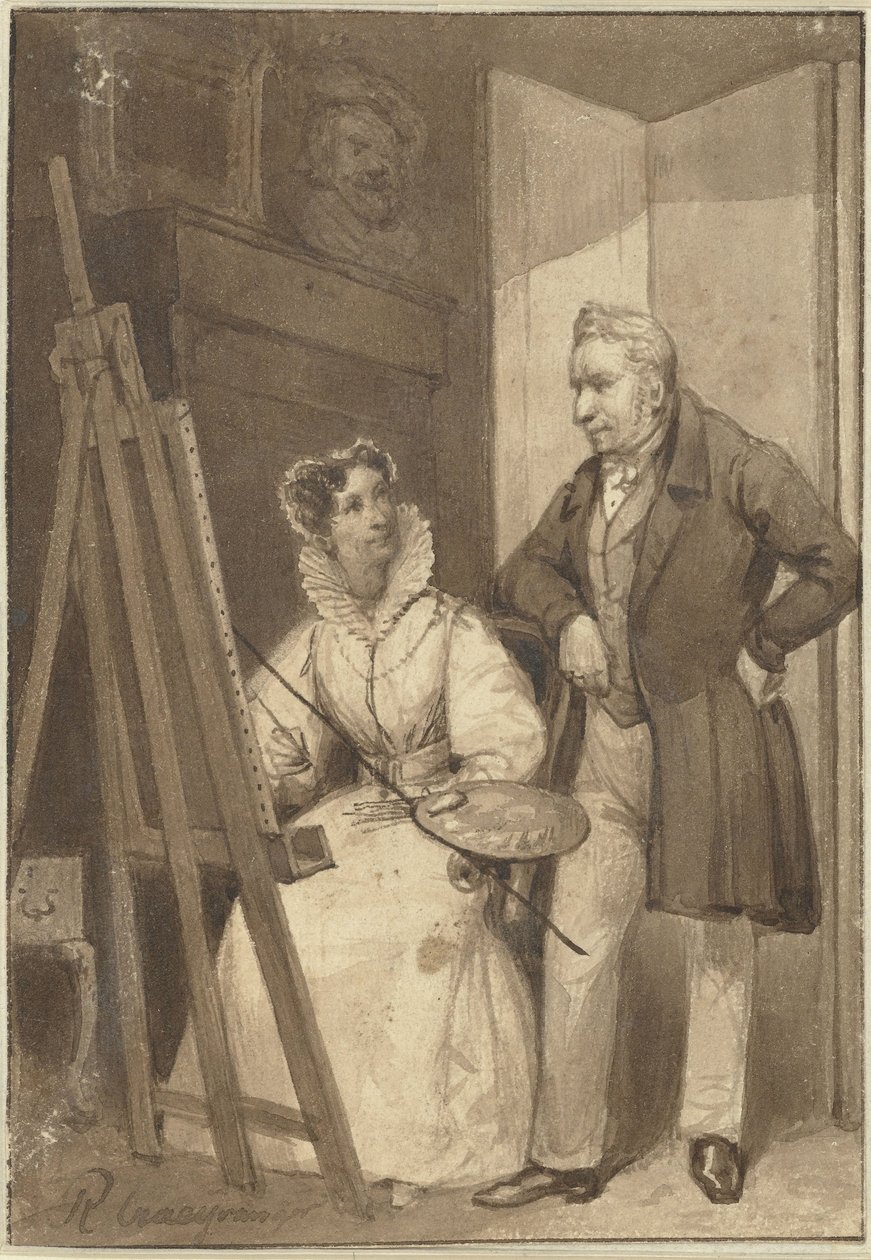 Porträt von Wilhelmina Frederica Sophia von Preußen, Prinzessin von Oranien-Nassau, mit ihrem Mann König Wilhelm I. von Reinier Craeyvanger