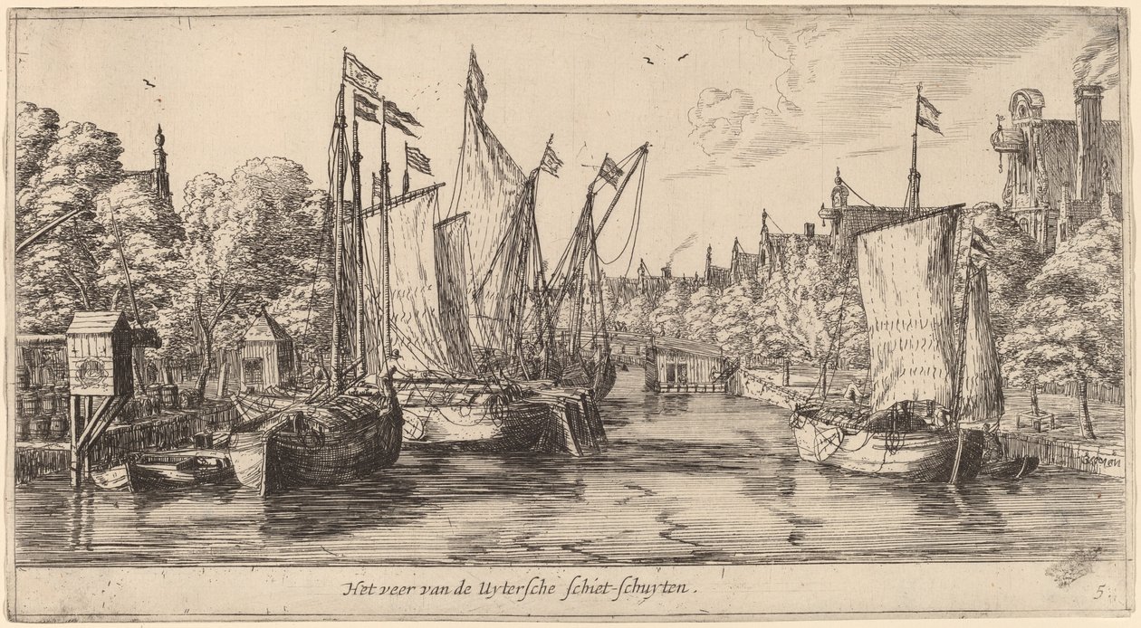 Die Fähre nach Utrecht (Het veer van der Uytersche schiet-schuyten) von Reinier Nooms, called Zeeman