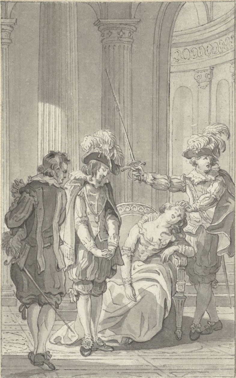 Illustration für das Theaterstück Ines de Castro von Rhijnvis Feith von Reinier Vinkeles (I)