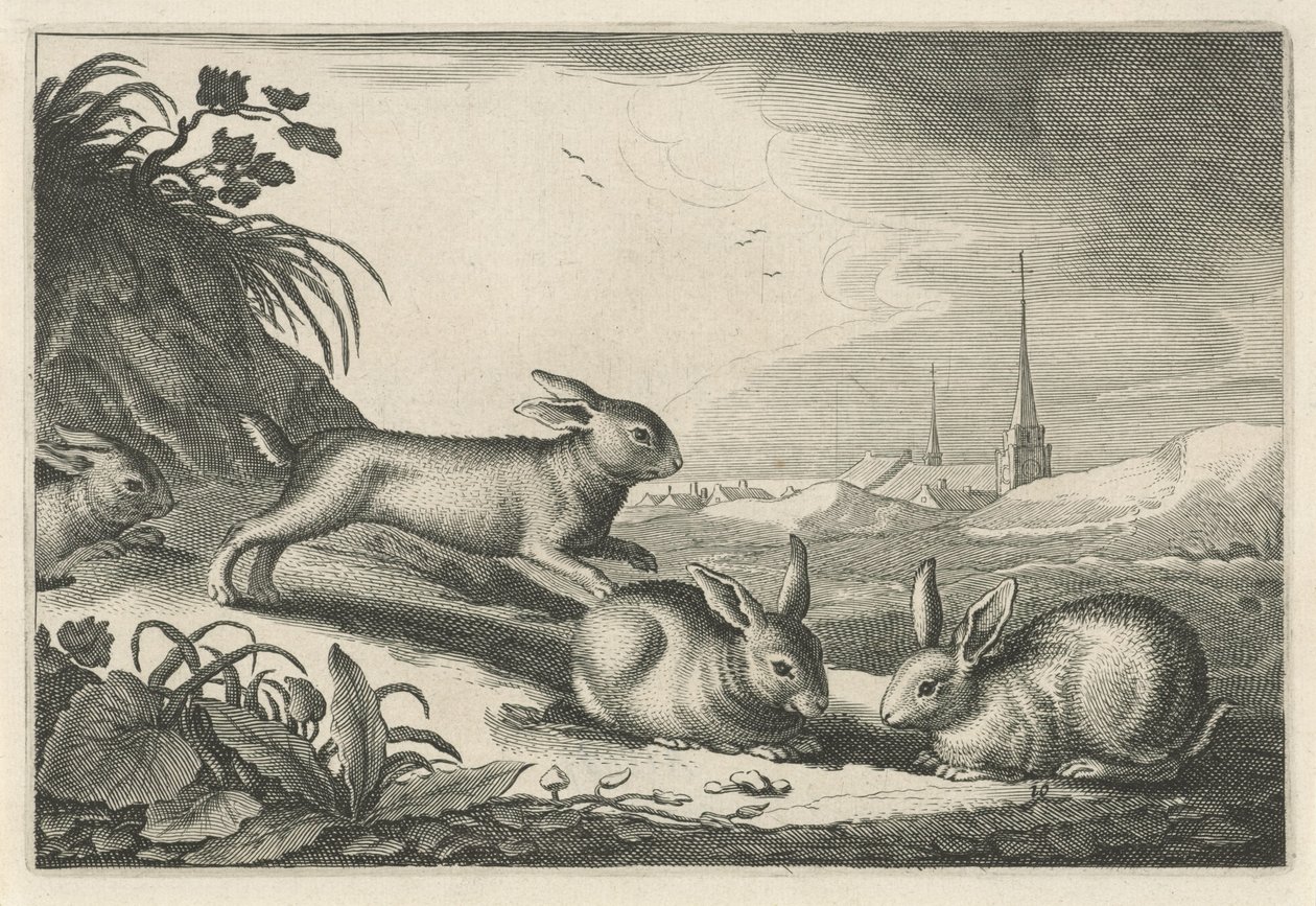 Dünenlandschaft mit Kaninchen von Reinier van Persijn