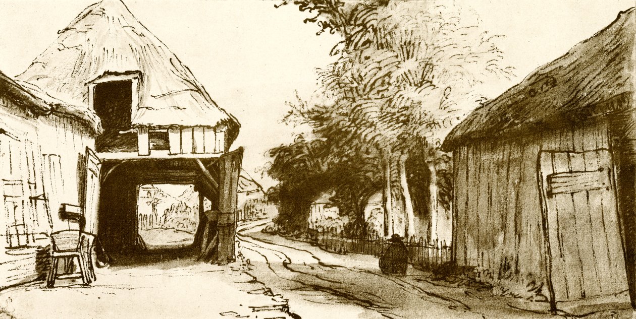 Dorfstraße mit Kutschenhaus von Rembrandt van Rijn