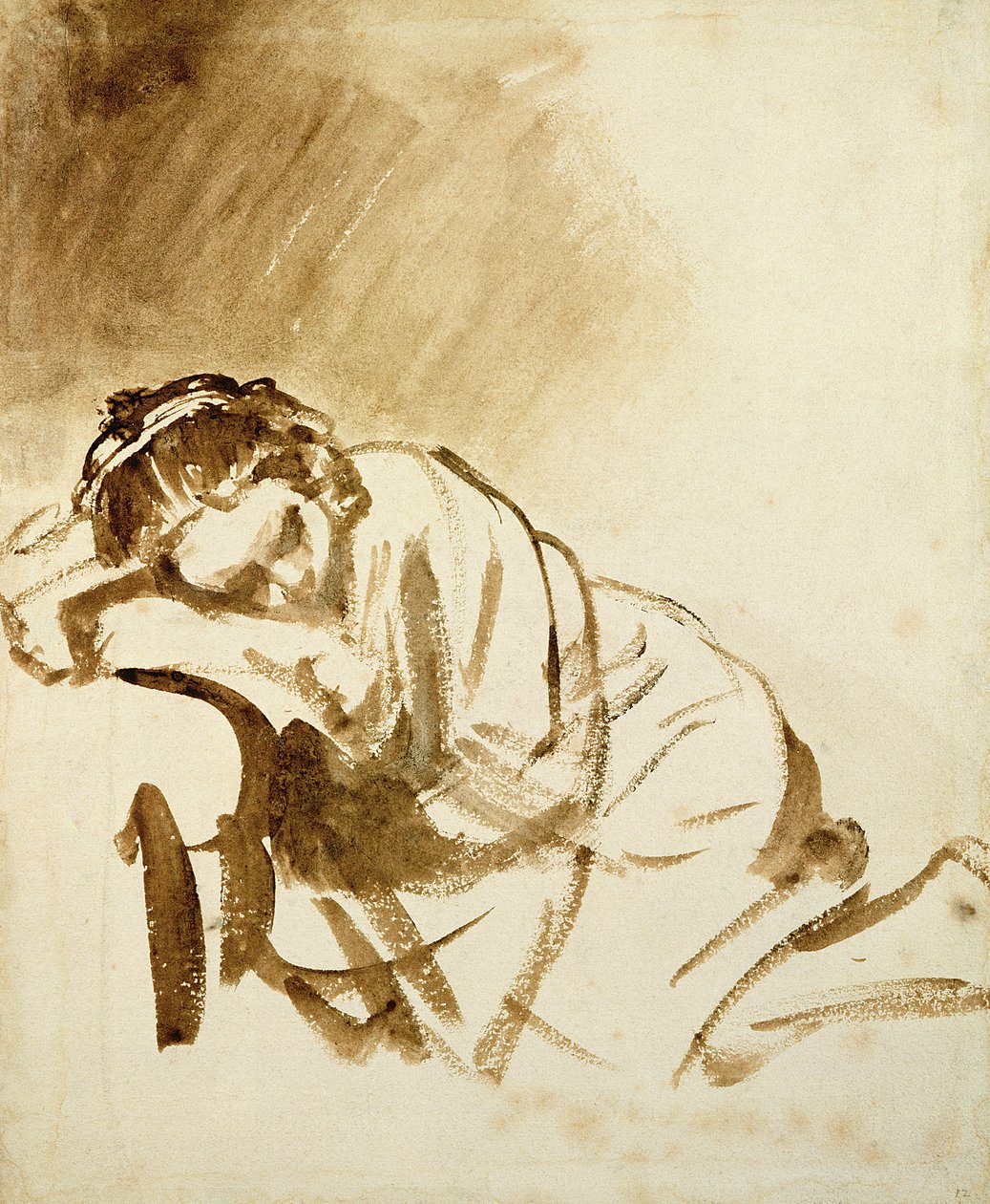 Eine junge Frau schlafend (Hendrijke Stoffels) ca. 1654 von Rembrandt van Rijn