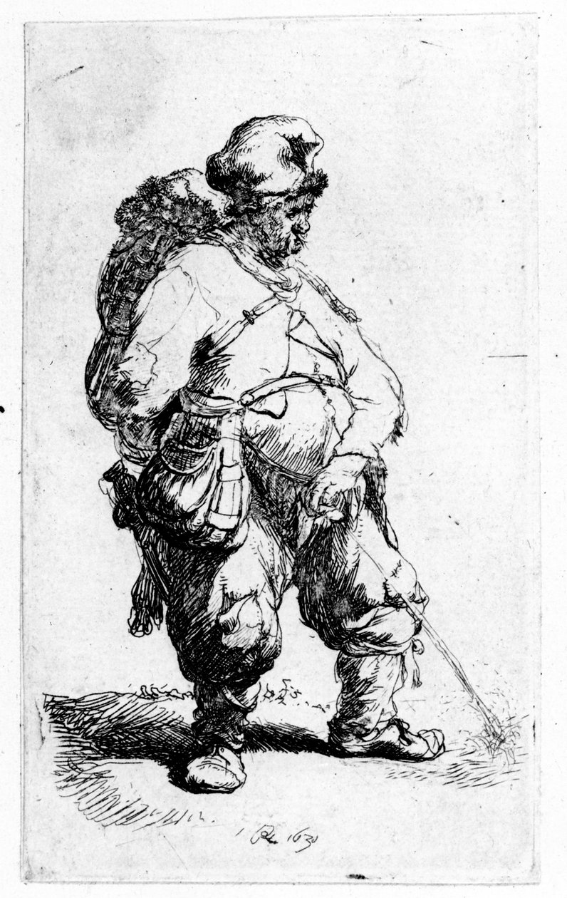 Ein Mann uriniert, 1631 von Rembrandt van Rijn: Kunstdruck