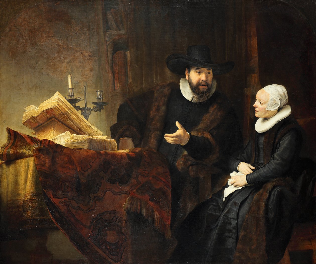 Der Mennonitenprediger Cornelis Claesz Anslo (1592-1646) und seine Frau Aeltje Gerritsdr Schouten von Rembrandt