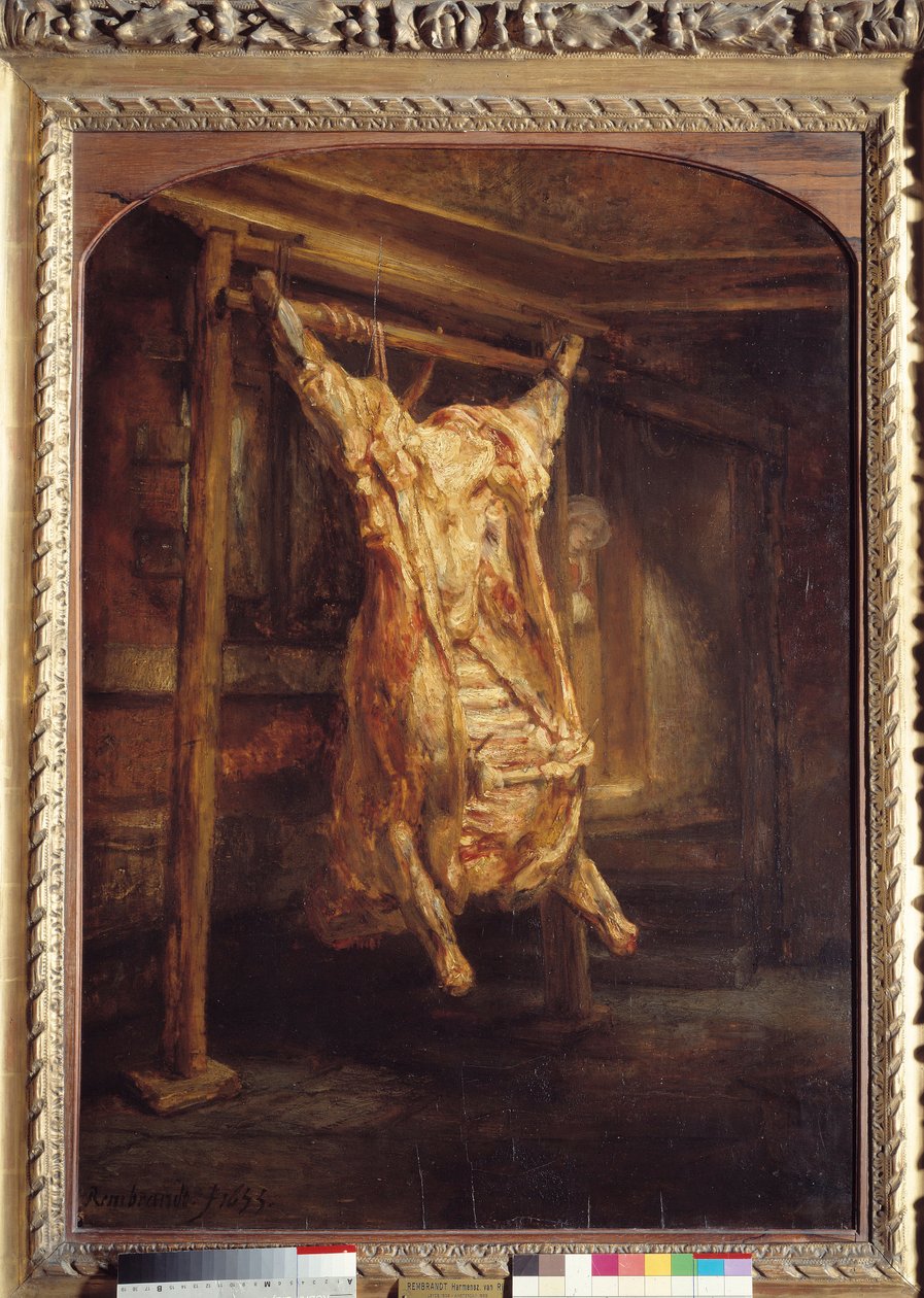 Rindfleischbark, Rindfleischkadaver auseinander von Rembrandt van Rijn