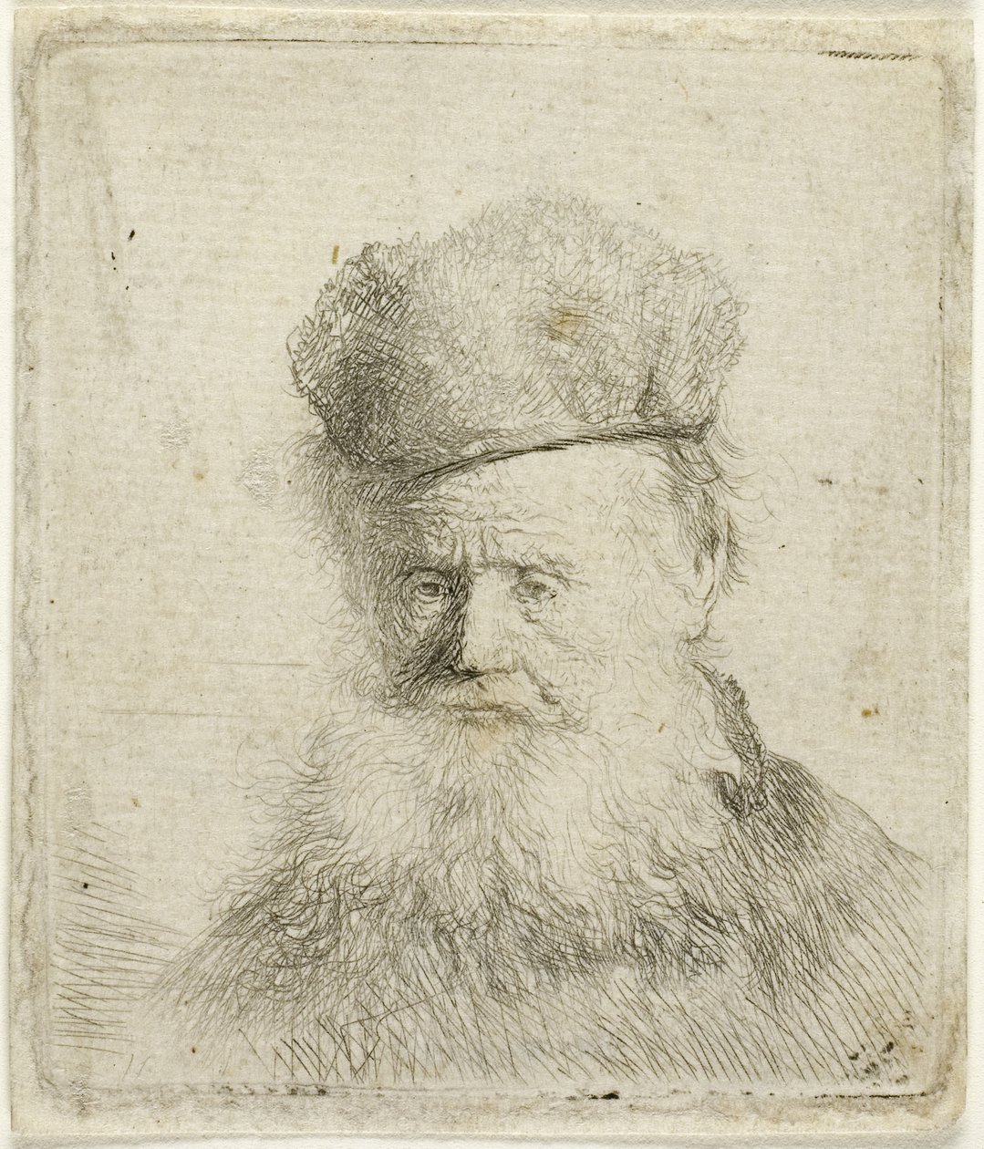 Büste eines alten Mannes mit Pelzmütze und fließendem Bart, ca. 1631 von Rembrandt Harmensz. van Rijn