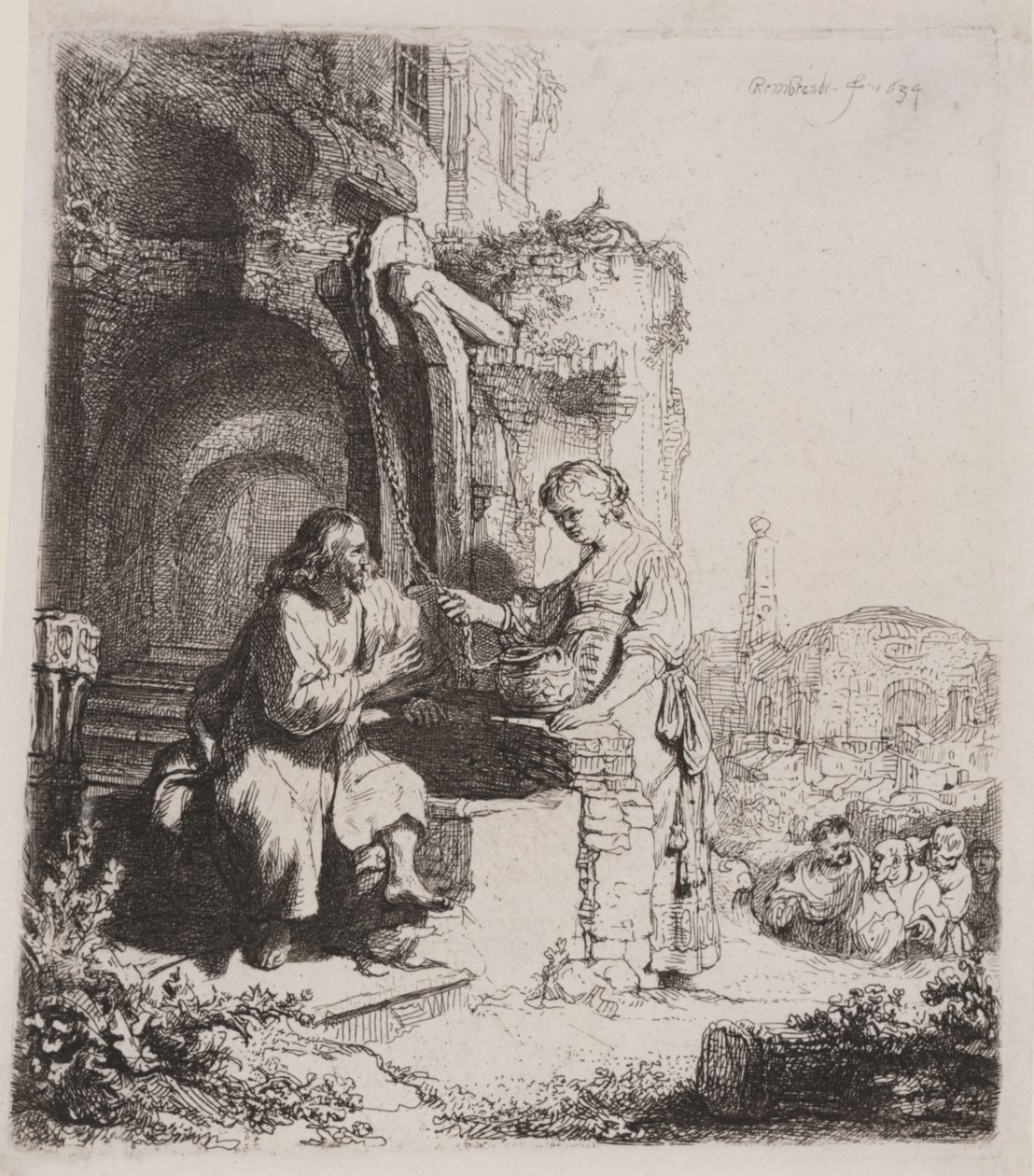 Christus und die Frau von Samaria: Unter Ruinen von Rembrandt van Rijn