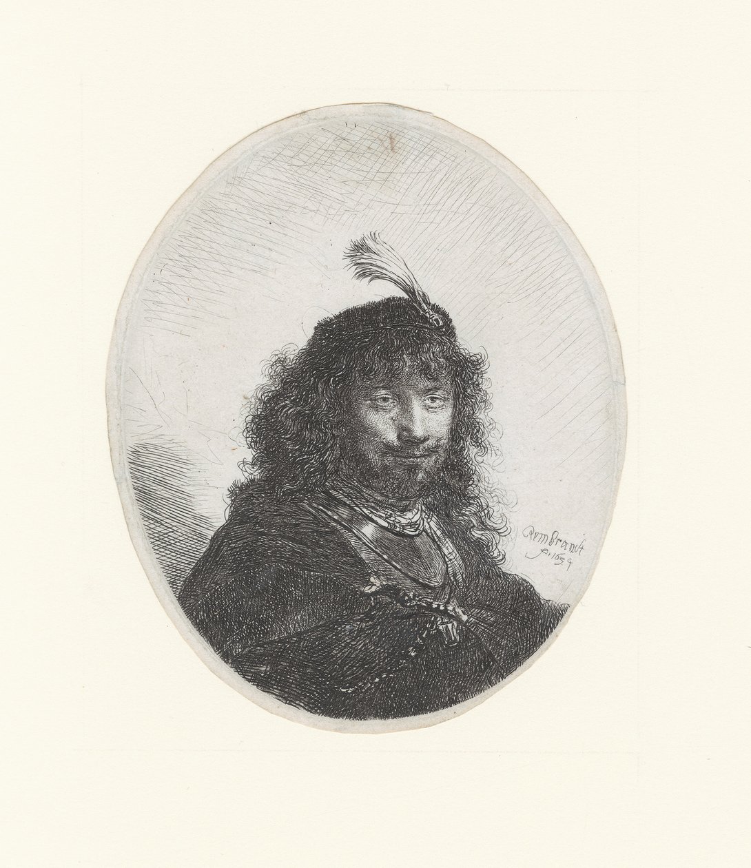 Rembrandt mit dem Schwert und dem Reiher von Rembrandt Harmensz. van Rijn