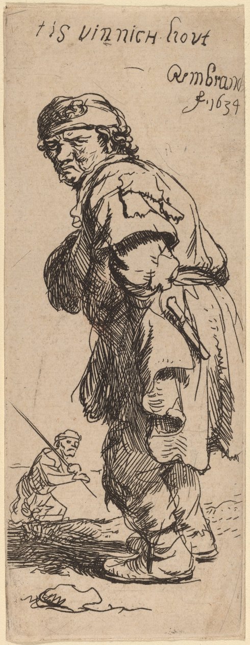 Ein Bauer ruft: "Es ist beißend kalt" von Rembrandt van Rijn