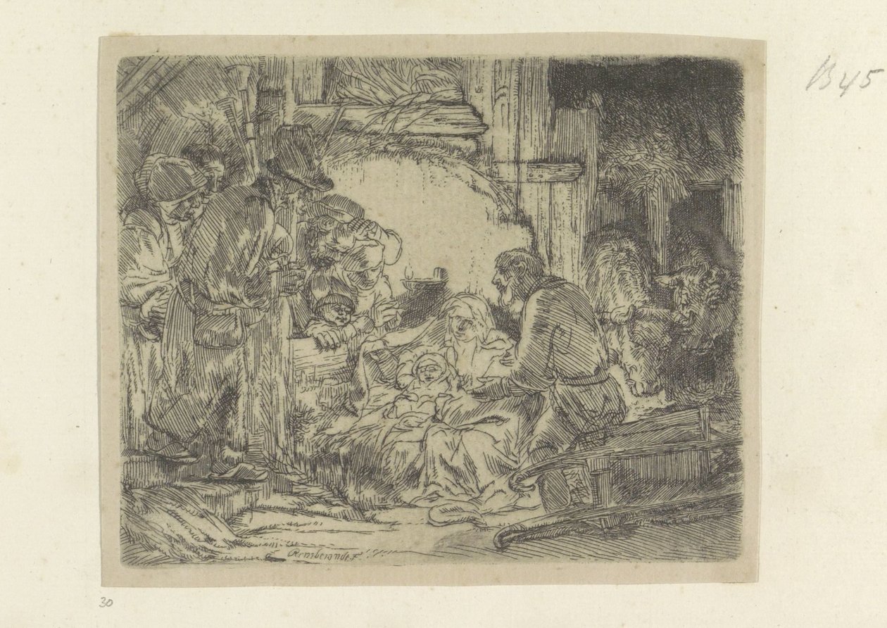 Anbetung der Hirten: mit der Öllampe von Rembrandt van Rijn