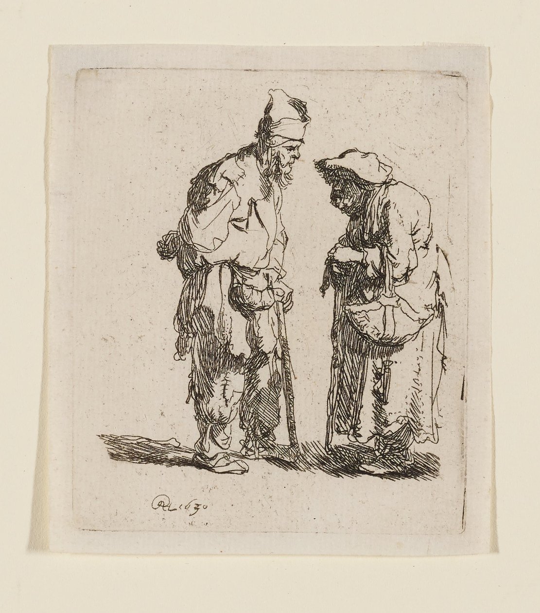 Bettler und Bettlerin im Gespräch von Rembrandt van Rijn