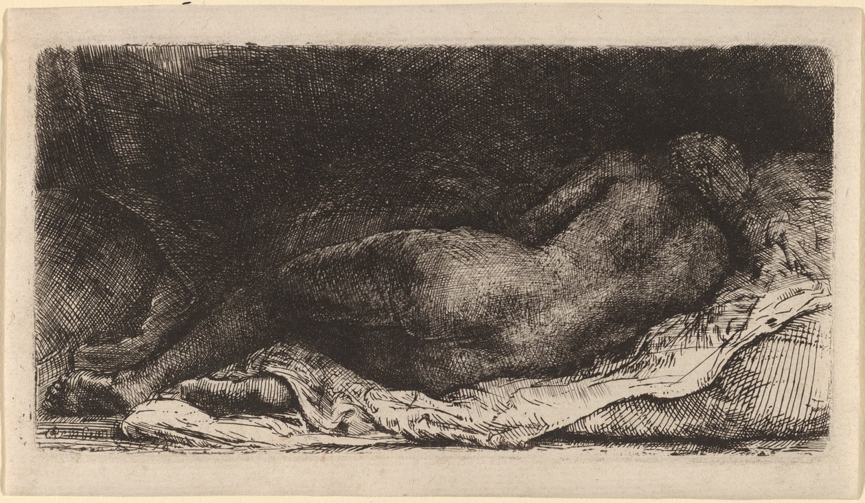 Schwarze Frau, die liegt von Rembrandt van Rijn