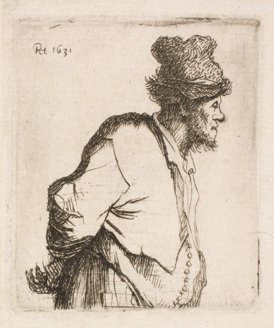 Bauer mit den Händen auf dem Rücken von Rembrandt van Rijn