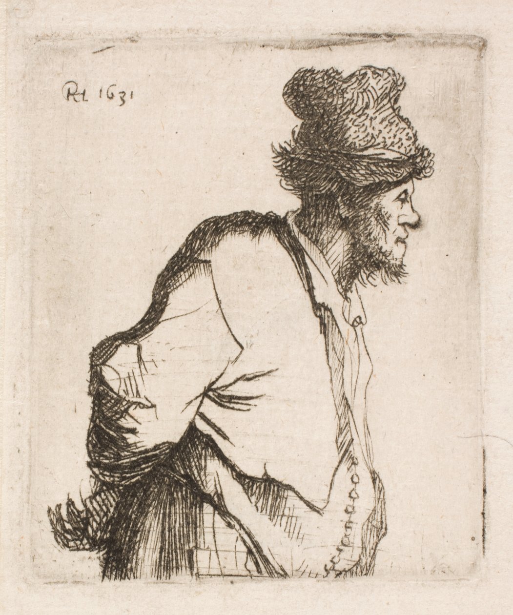 Bauer mit den Händen auf dem Rücken von Rembrandt van Rijn