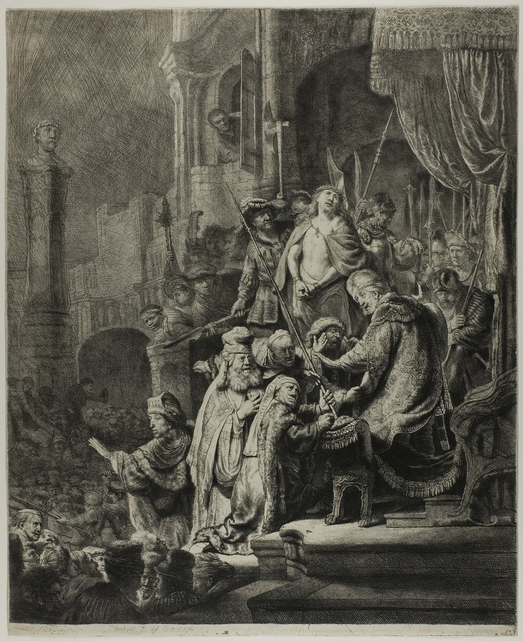 Christus vor Pilatus: Große Platte von Rembrandt van Rijn
