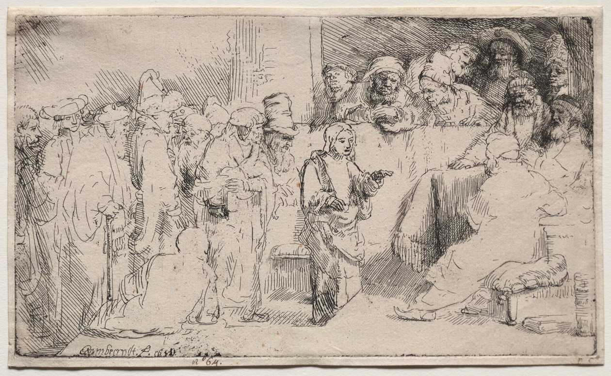 Christus im Disput mit den Doktoren: Eine Skizze von Rembrandt van Rijn