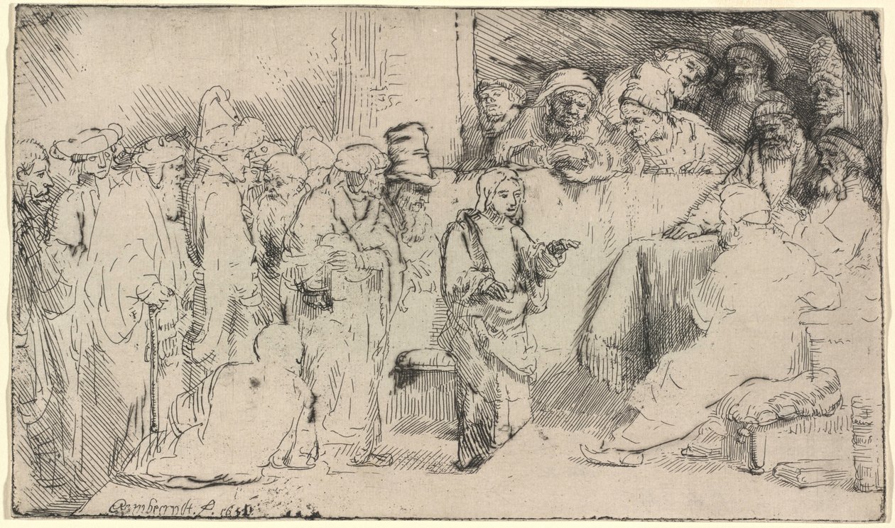 Christus im Streit mit den Gelehrten: eine Skizze von Rembrandt van Rijn