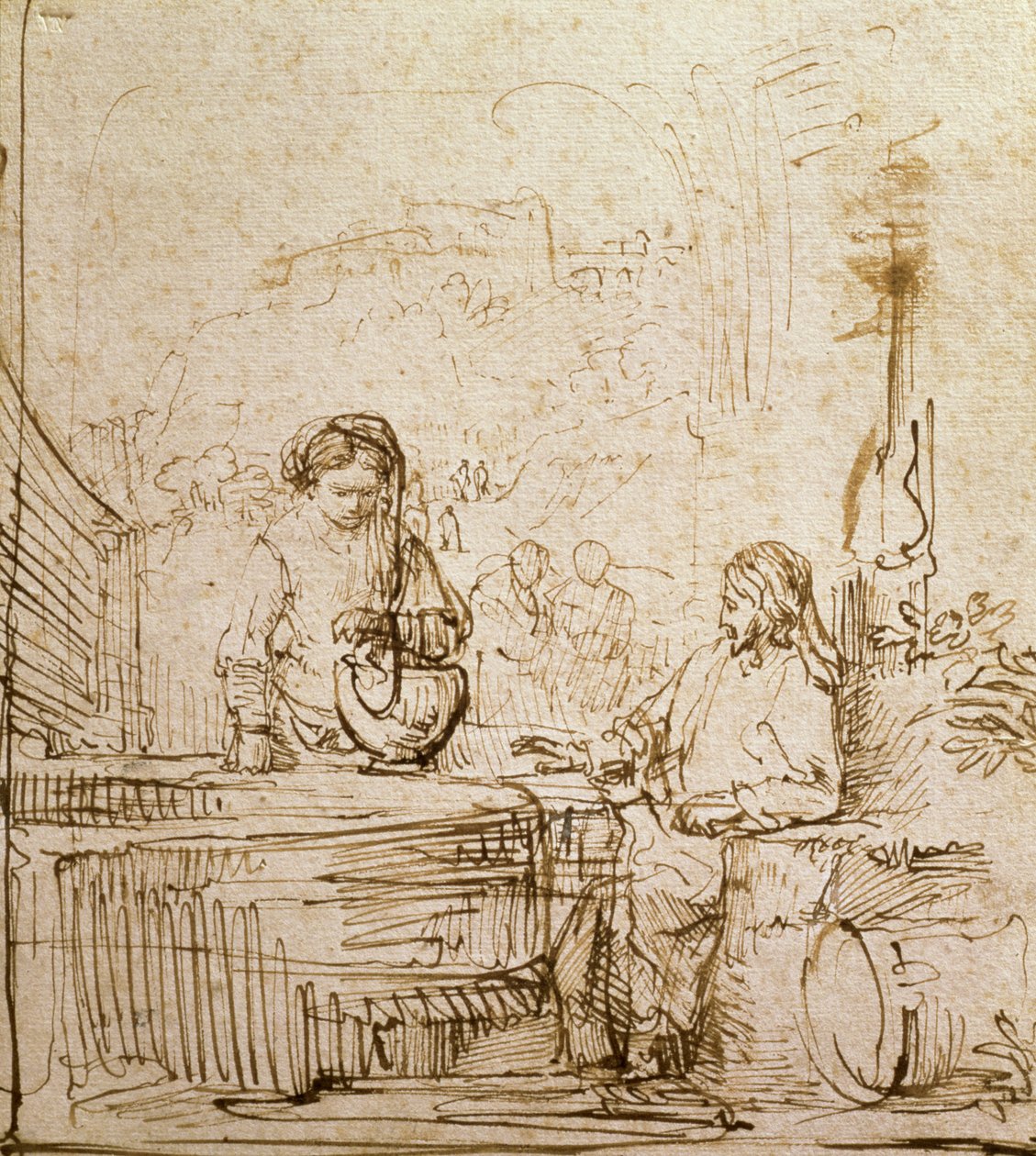 Christus und die Frau von Samaria von Rembrandt van Rijn