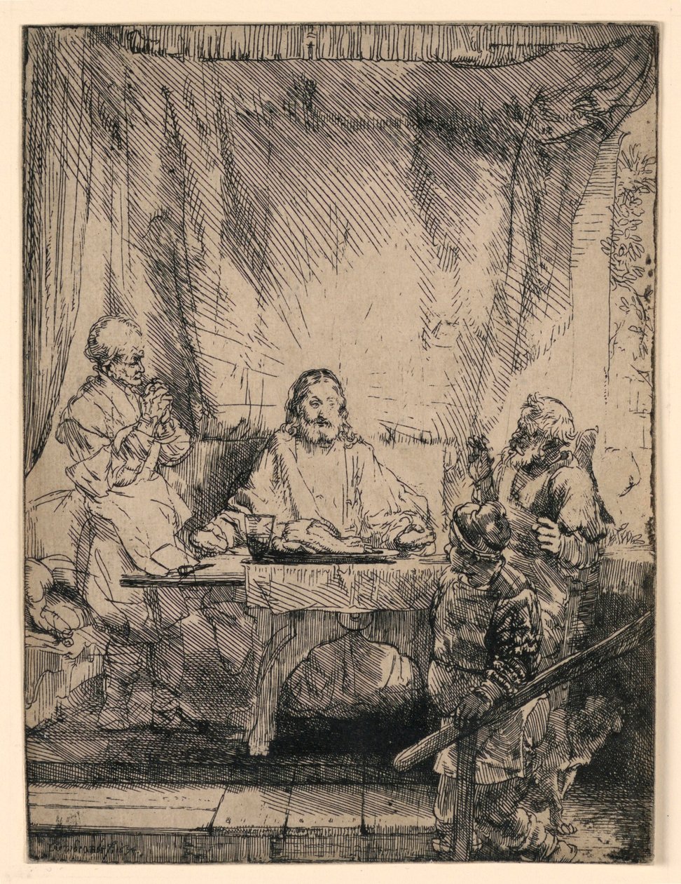 Christus in Emmaus: Die größere Platte von Rembrandt van Rijn