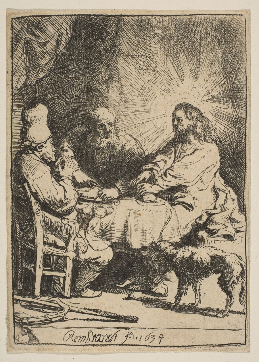 Christus in Emmaus: Die kleinere Platte, 1634 von Rembrandt van Rijn