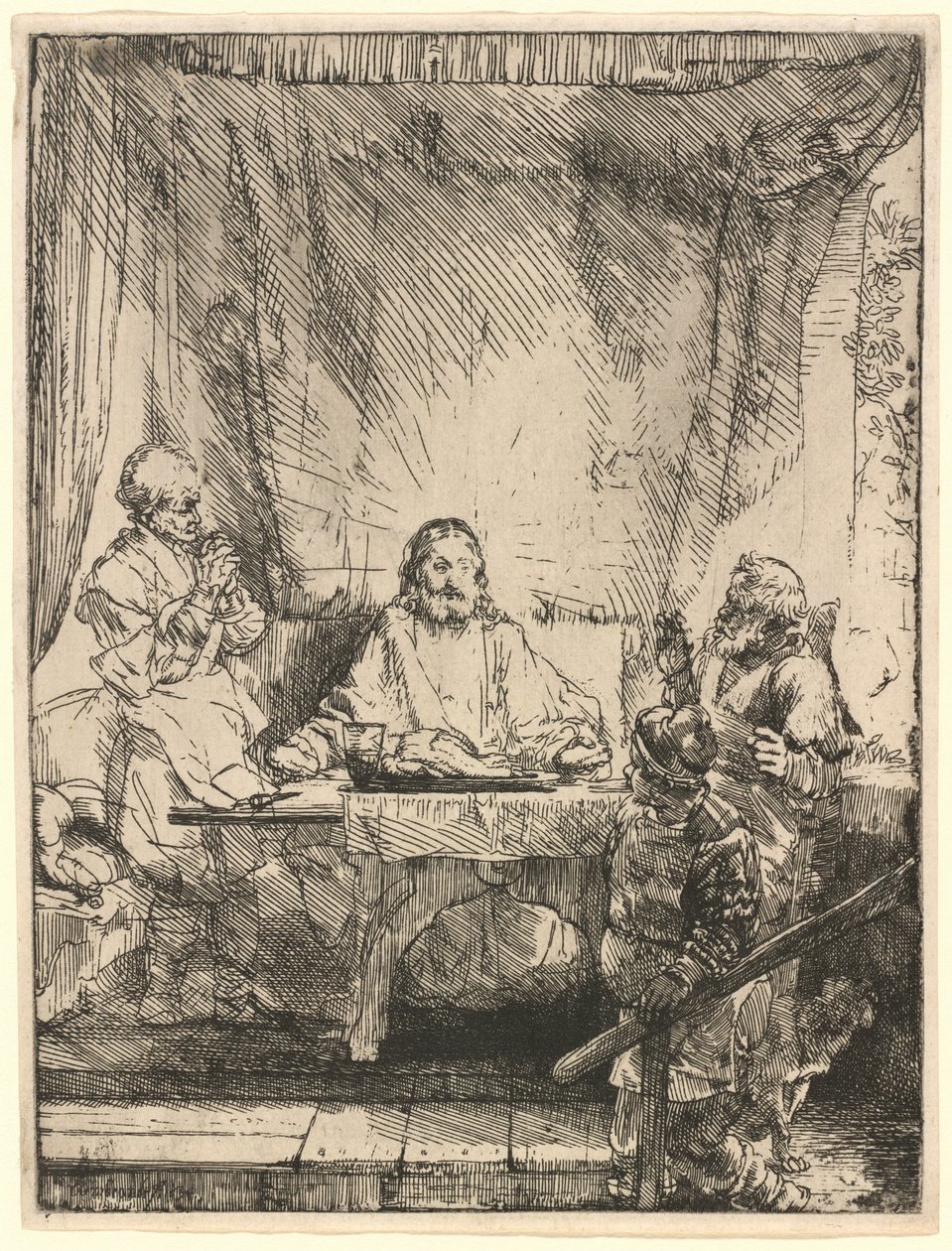 Christus in Emmaus: die größere Platte von Rembrandt van Rijn