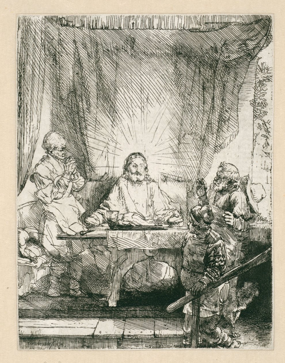 Christus in Emmaus: die größere Platte von Rembrandt van Rijn