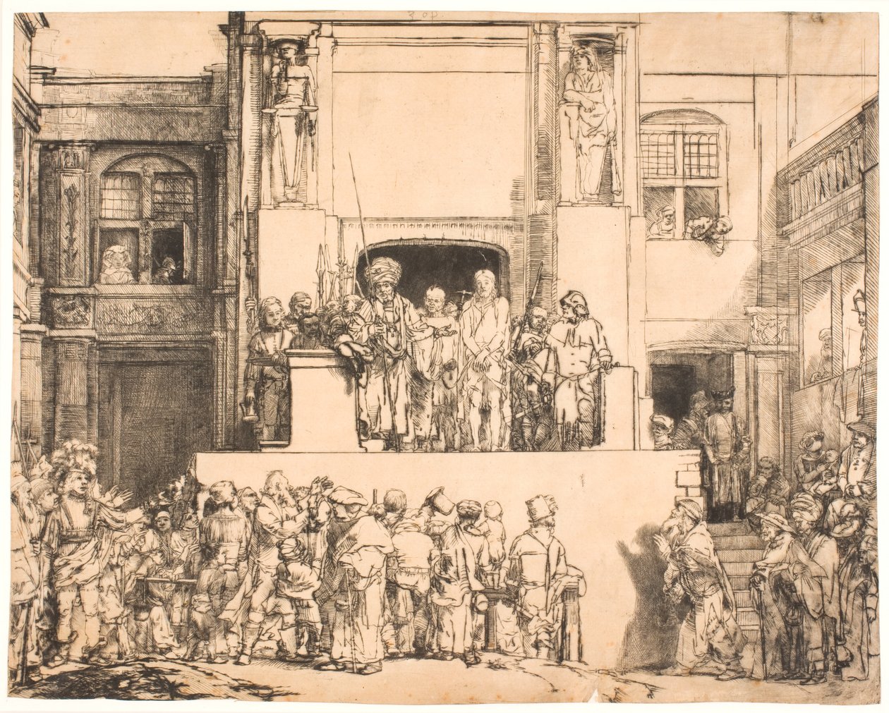 Christus dem Volk präsentiert: große querformatige Platte von Rembrandt van Rijn