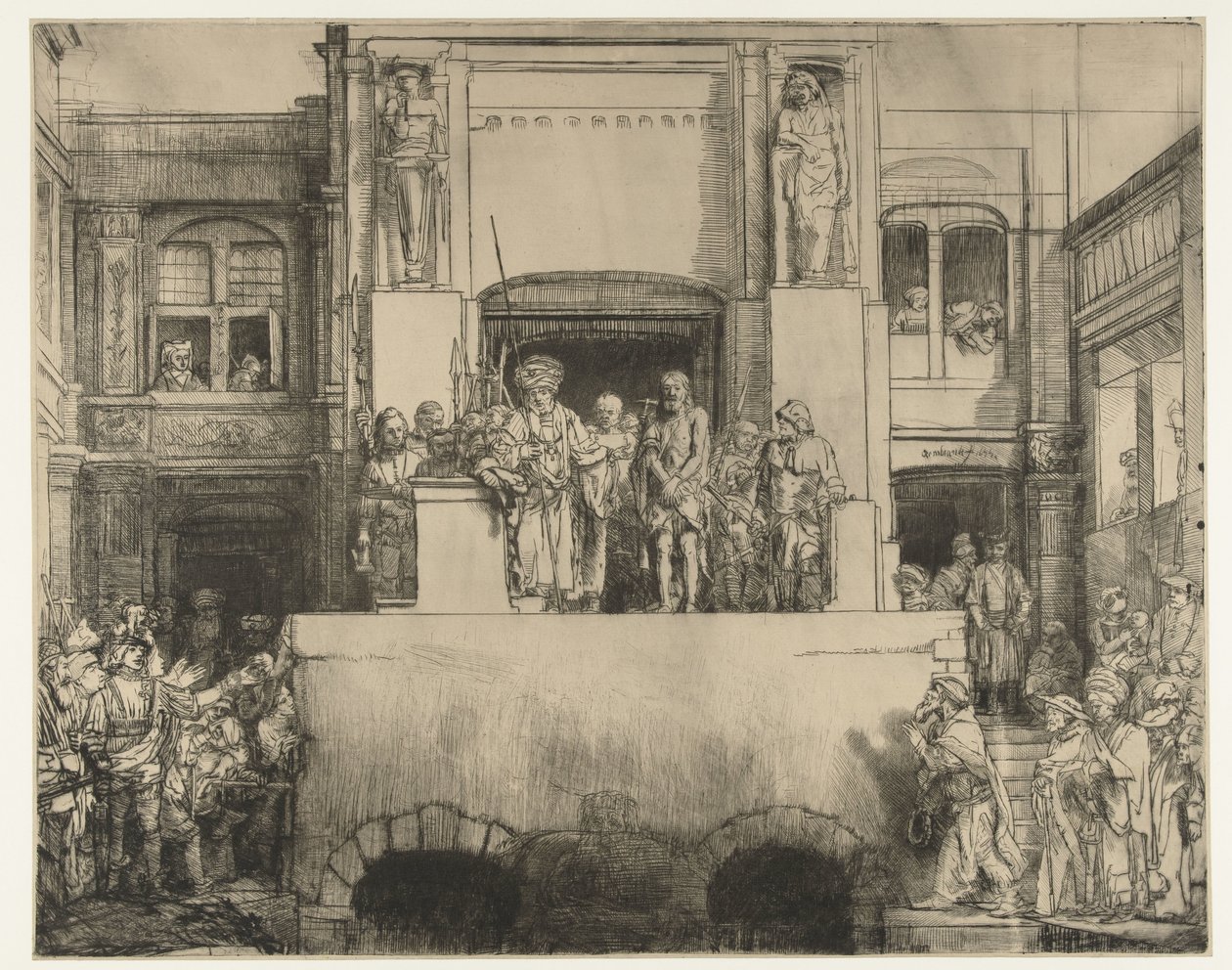 Christus dem Volk präsentiert: querformatige Platte von Rembrandt van Rijn