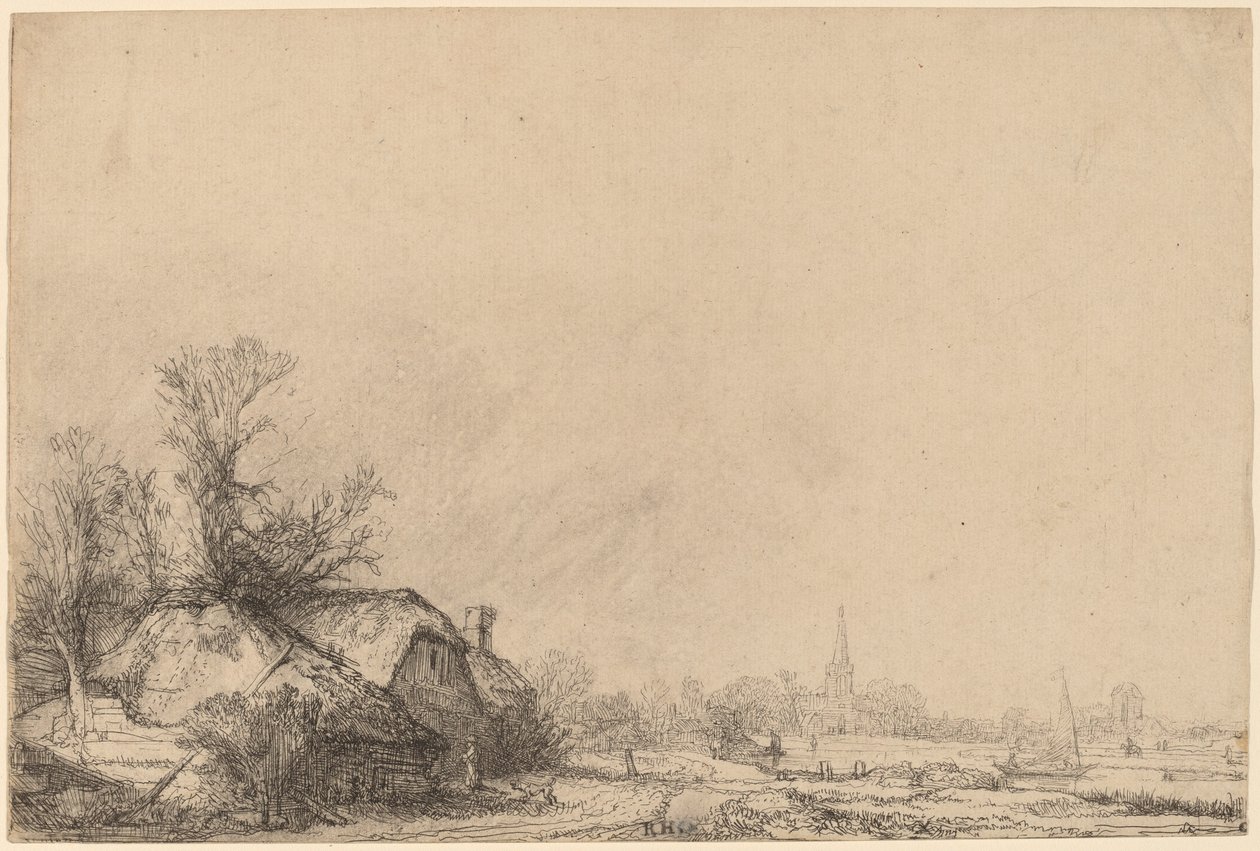 Hütte neben einem Kanal von Rembrandt van Rijn