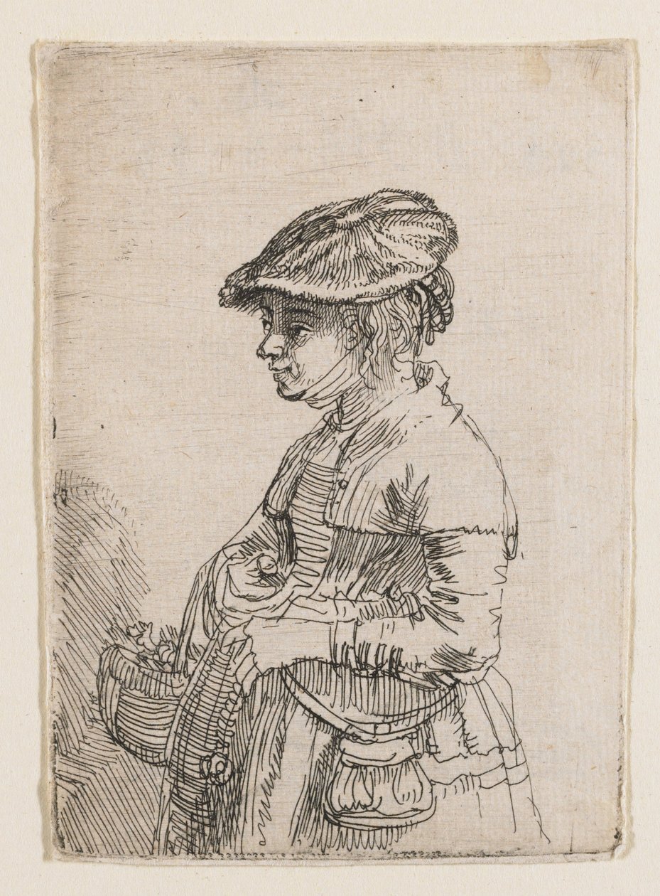 Mädchen mit einem Korb von Rembrandt van Rijn