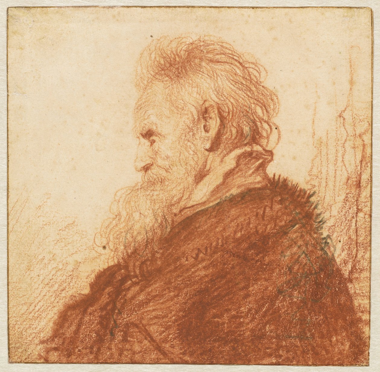Kopf eines alten Mannes (Vorderseite) von Rembrandt van Rijn