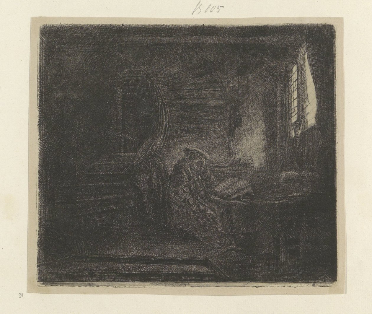 Hieronymus in einem dunklen Studierzimmer von Rembrandt van Rijn