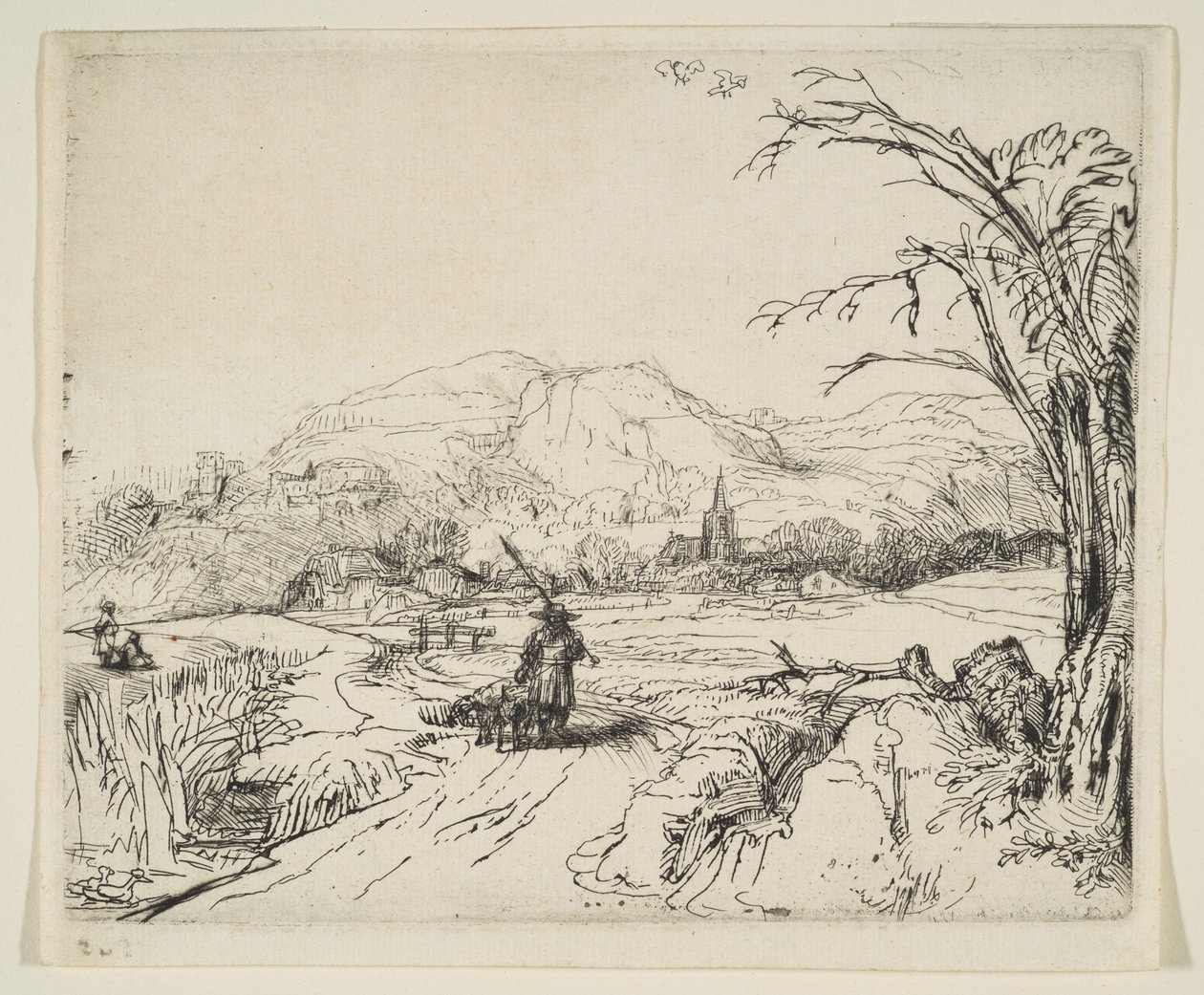 Landschaft mit einem Hirten und einem Hund, ca. 1653 von Rembrandt van Rijn