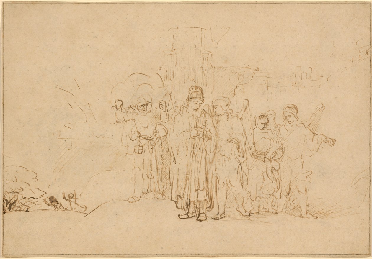 Lot und seine Familie verlassen Sodom von Rembrandt van Rijn