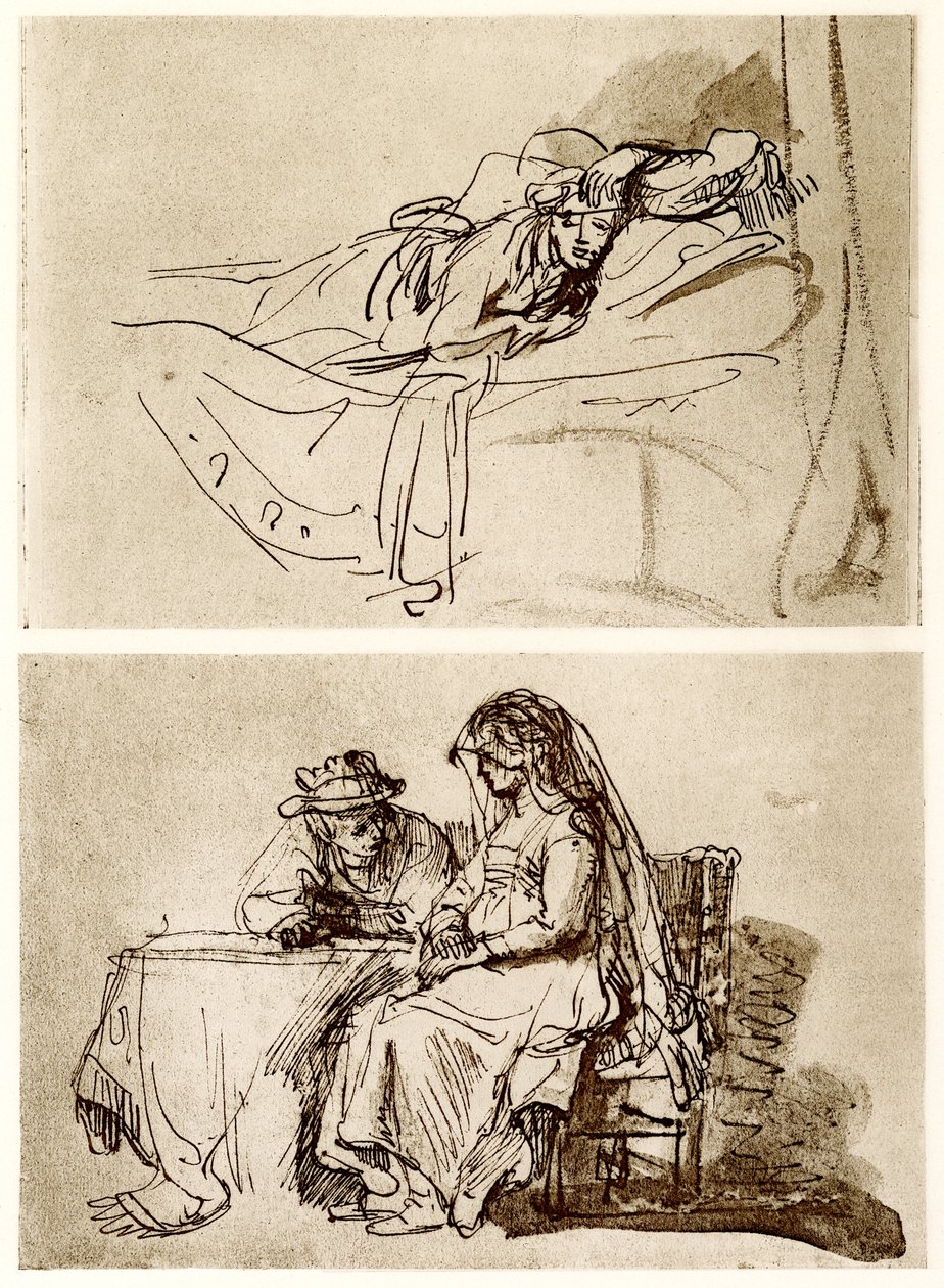 Liegende Frau, Das Gespräch von Rembrandt van Rijn