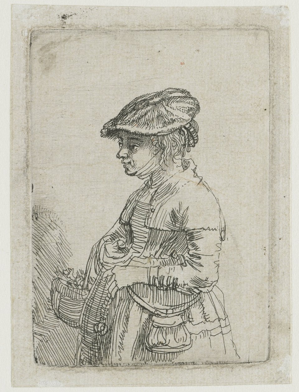 Mädchen mit Korb von Rembrandt van Rijn